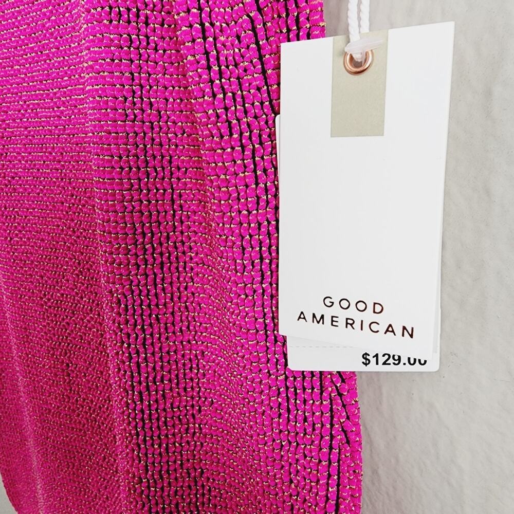 Good American Always Fit Sculpt Mini Dress NWT Fuchsia Pink Ribbed Size 00 0 XS - Picture 8 of 13